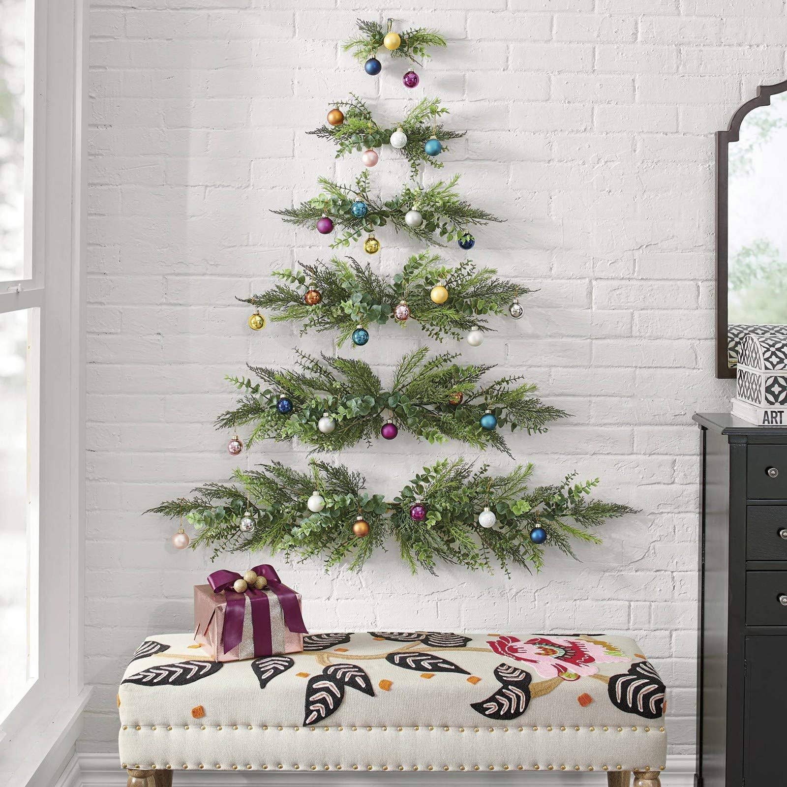 ccf64799ab1b82ebf17d959f15e86d5d2c18492745225651e4d75bd322e9d3f2.jpg Christmas Tree Wall Decoration, Mini Christmas Tree Wall Hanging, Wall Hanging Christmas Tree with Bells,Wall Christmas Tree Hanging Decorations for - Image 1