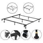 Pilaster Designs - 7 - Leg Heavy Duty Adjustable Metal Bed Frame with Center Support Rug Rollers and Locking Wheels, Queen/Full/Full XL/Twin/Twin XL
