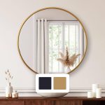 Jill Zarin 36' Elegant Round Metal Wall Mirror, Brass