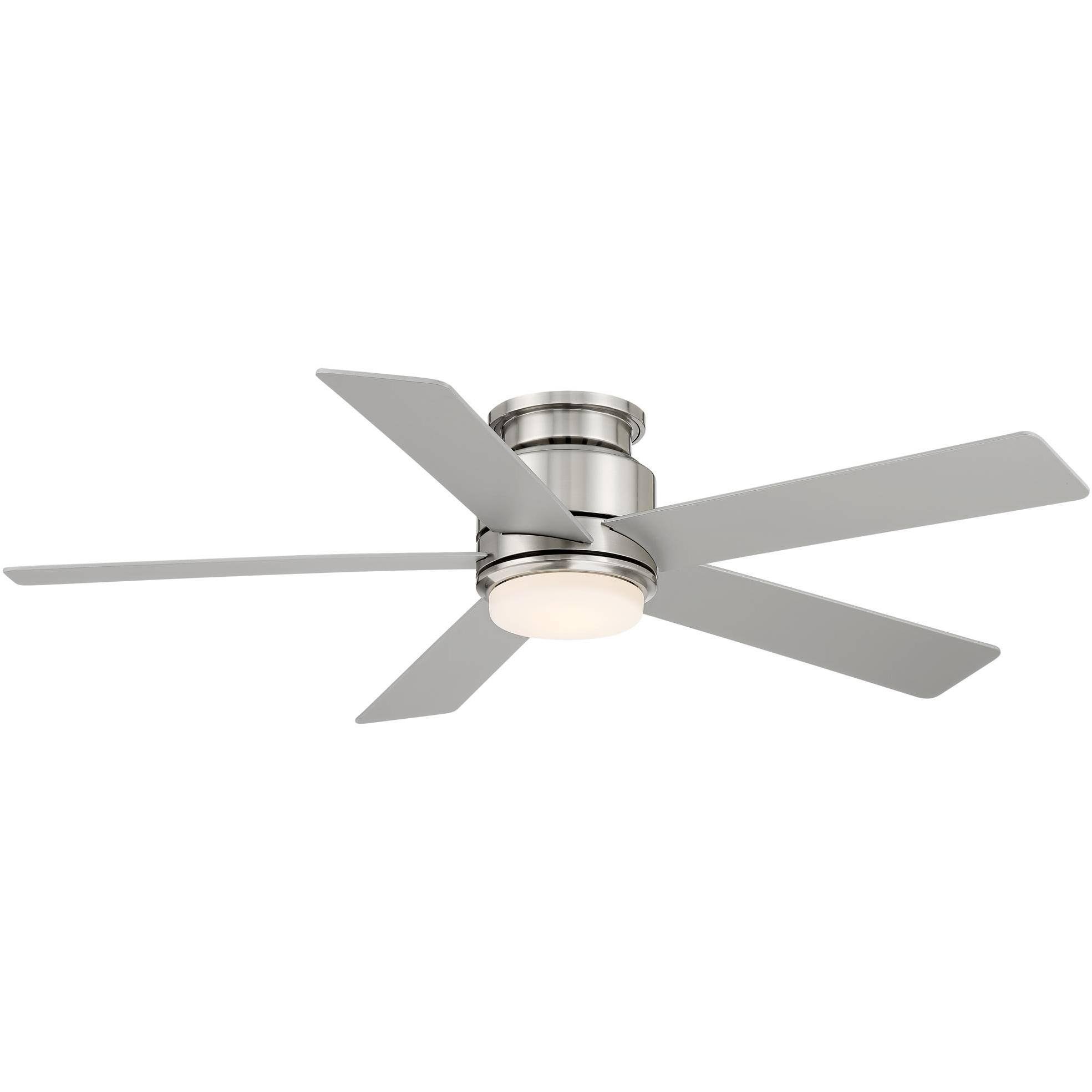 cd4671fd7085e5fff589262d3b9667a98873416c66606aa1b41c719a4f8ec481.jpg 52" Casa Vieja Grand Palm Modern Indoor Outdoor Hugger Ceiling Fan with Dimmable LED Light Remote Control Brushed Nickel Damp Rated for Patio - Image 1