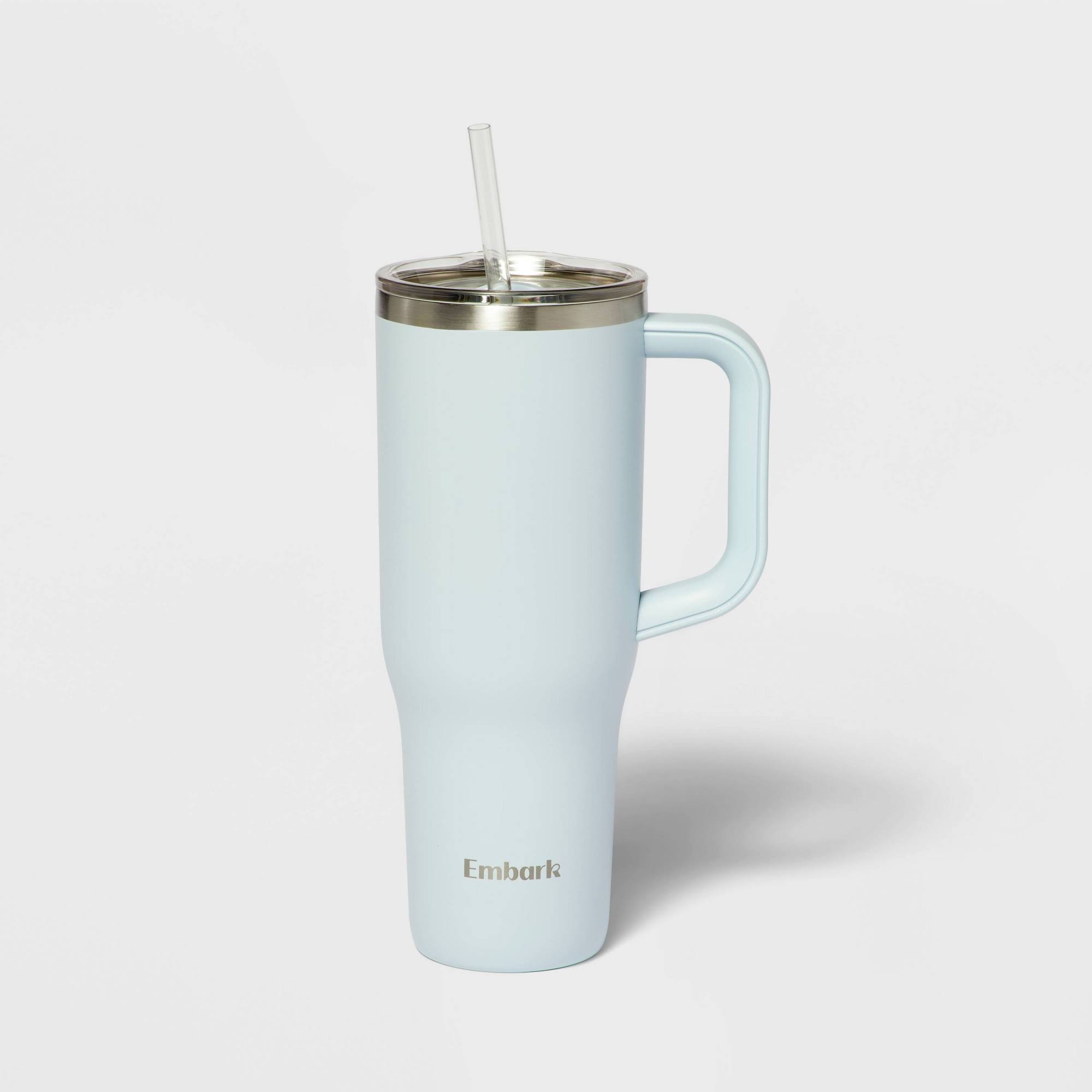 cd638caa4e81ea688b82b659b486db054760fcc29f2a1d97ad38ef566267f915.jpg 40oz Stainless Steel Straw Tumbler Light Blue - Embark - Image 1