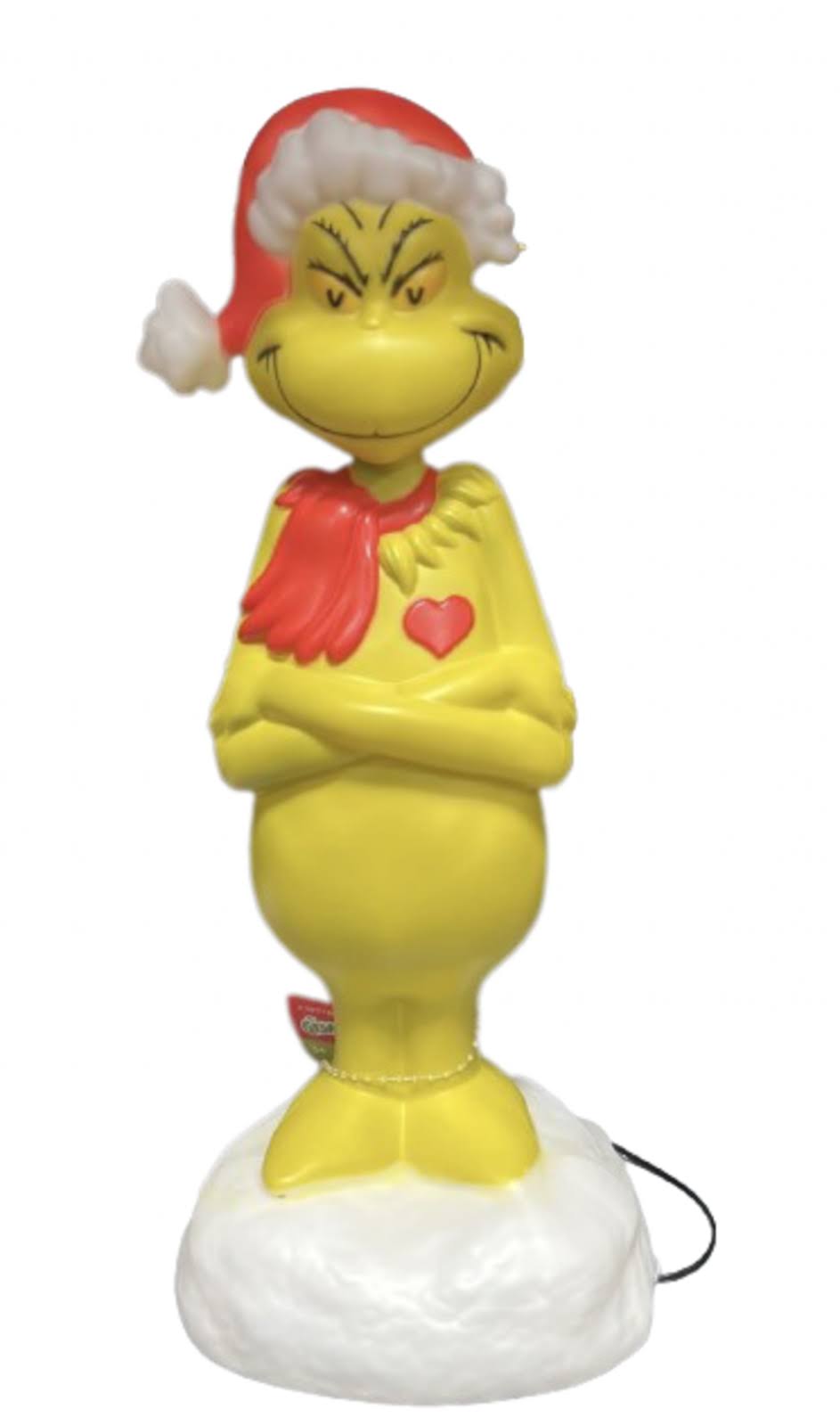 cd74e927cf2bdf912e7ed86c019d5c401abcd53bada9e1781eb3a73b50395e38.jpg 15 inch LED Lighted Grinch with Christmas Scarf Blow Mold Green Christmas dcor Dr Seuss - Image 1