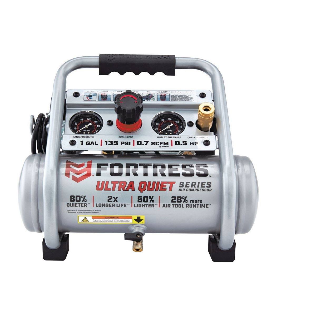 cd7d6d028d0784b9d9f07c546a199e0fac511d31da4ee1303601a743ebb7ec39.jpg 1 Gallon 135 PSI Ultra Quiet Hand Carry Jobsite Air Compressor 64592 - Image 1