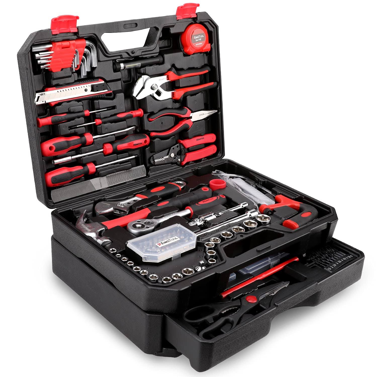 cda35ec86dc13efe4fa270242ca6c54864eb252a0d5ab51fc82a2bca0a682924.jpg KingTool 325 Piece Home Repair Tool Kit, General Home/Auto Repair Tool Set, Toolbox Storage Case with Drawer, General Household Tool Kit - Perfect - Image 1