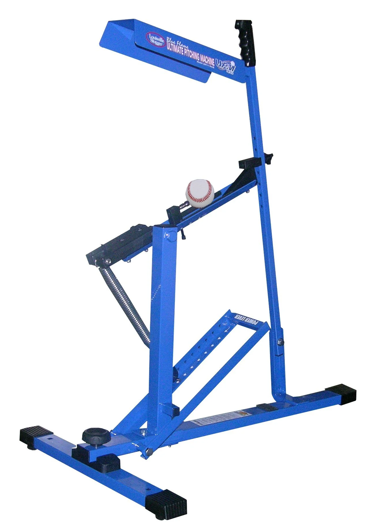 cdc731af9aa33420b16cce6e3b7bafeca2885abb8d87a9ca46057917b0af17d0.webp Louisville Slugger Blue Flame Pitching Machine - Image 1