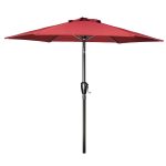 Simple Deluxe 7.5' Patio Outdoor Table Market Yard Umbrella with Push Button Tilt/Crank, 6 Sturdy Ribs for Garden,muti-color, Red