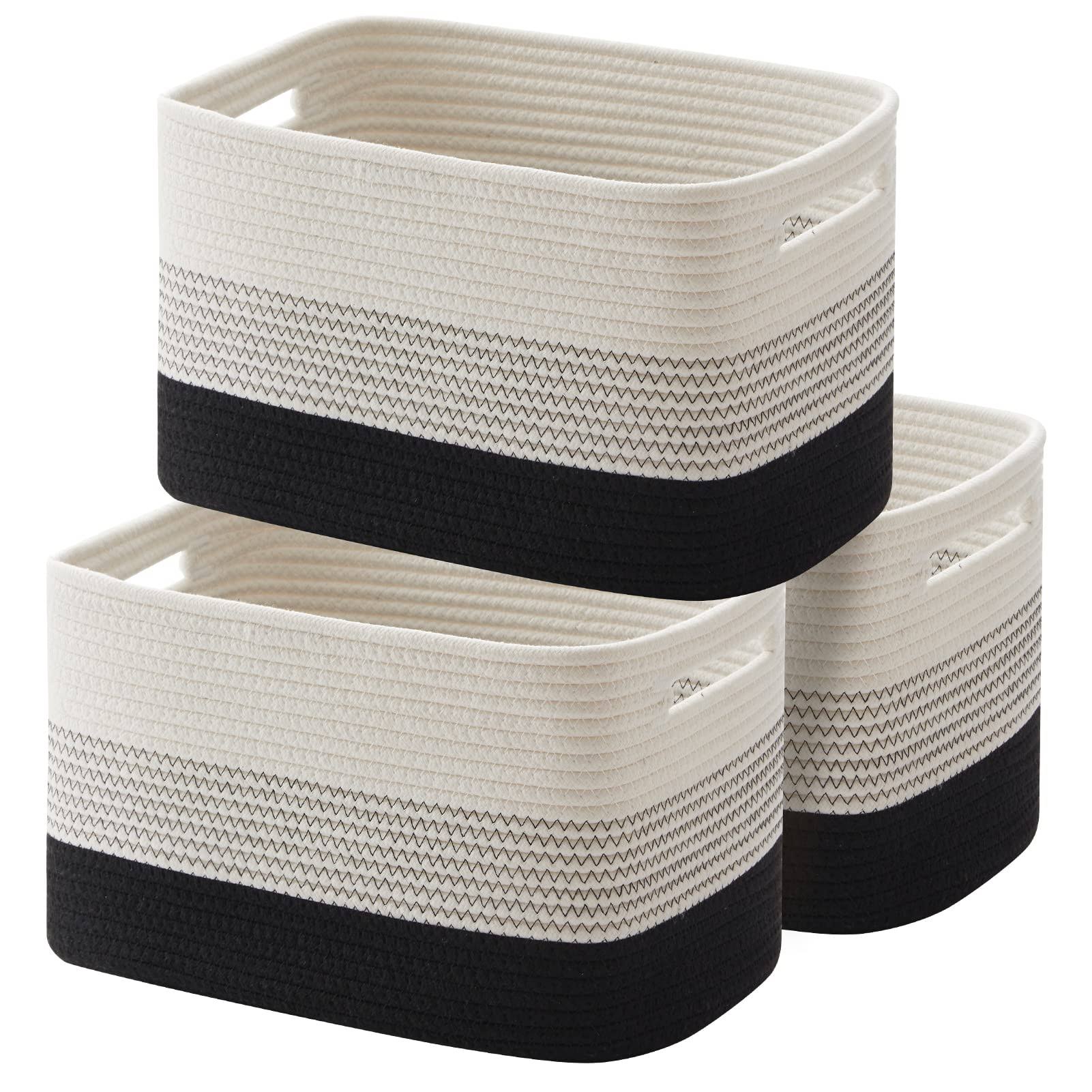 cdcddbd04bd27a7b88d491a2a82f32c8d2f9b941a39873196597fe929d9d88d1.jpg OIAHOMY Storage Basket, Woven Baskets for Storage, Cotton Rope Basket for toys,Towel Baskets for Bathroom - Pack of 3, Gradient Dark - Image 1