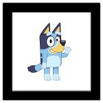Gallery Pops Bluey - Bluey Waving Wall Art, Black Framed Version, 12 inch x 12 inch, Size: 12 x 12
