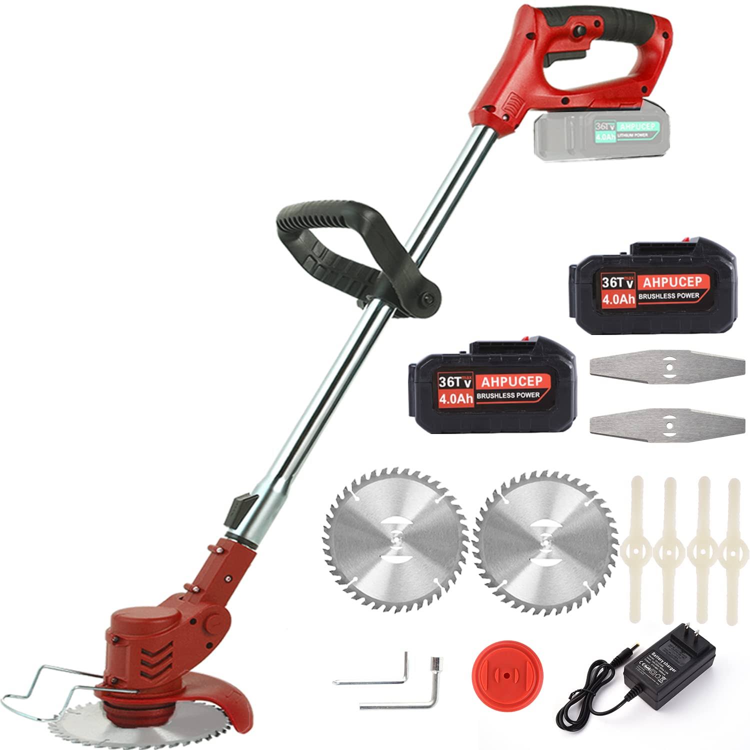 cdf96f2f29ef0bb75d5dbd87b0579186429e07fcc1bd0d1ca15aafc713a7ddf1.jpg Cordless Brush Cutter Weed Wacker with 3Types Blades,Stringless Weed Eater Electric Brush Cutter Battery Powered for Lawn Garden Pruning/Trimming - Image 1