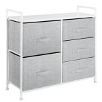 mDesign Wide Dresser Storage Tower Organizer Unit, 5 Drawers, Gray