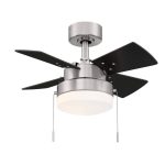 Hampton Bay Metarie II 24 in. Indoor Brushed Nickel Ceiling Fan with Light