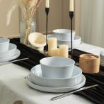 Stone Lain Celina Stoneware 24-Piece Dinnerware Set, Dinner and Pasta Bowls, White