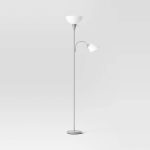 Room Essentials Torchiere with Task Light Floor Lamp - Silver - 1 Each