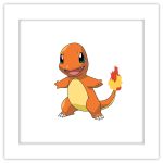 Gallery Pops Pokmon - Charmander Wall Art, White Framed Version, 12 inch x 12 inch, Size: 12 x 12