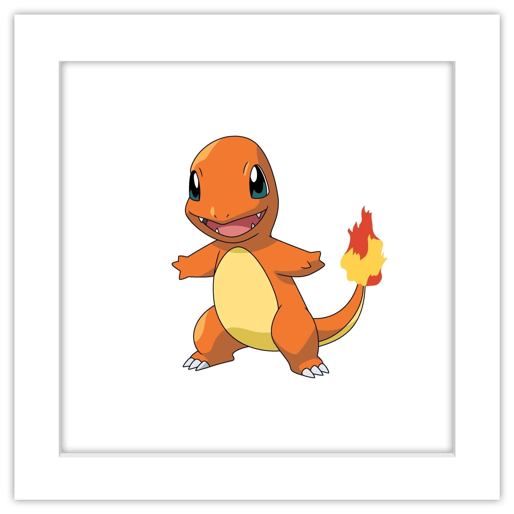 ce4ffa1114deba64657a1e2f5a678655bb16669c295d529fbc59450dc93f9aa7.jpg Gallery Pops Pokmon - Charmander Wall Art, White Framed Version, 12 inch x 12 inch, Size: 12 x 12 - Image 1
