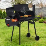 Niamvelo BBQ Charcoal Grills Outdoor BBQ Grill Camping Grill, Stainless Steel Grill Offset Smoker with Cover, Portable BBQ Barbecue Grill for Picnic Camping Party, Black