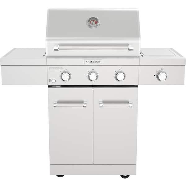 3-Burner Propane Gas Grill in Stainless Steel with Ceramic Sear Side Burner