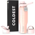 Coldest Sports Water Bottle - 3 Insulated Lids (Chug Lid, Straw Lid, Loop Lid ) Vacuum Insulated Stainless Steel, Double Walled, Thermo Mug, Metal