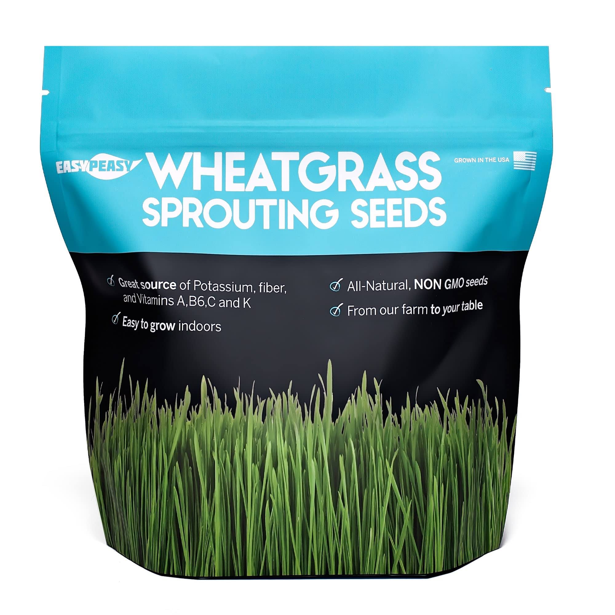 cf044b61585dd39f0dfc5647c2fa55a736a39b38fe7b999015a1b01576ef95a2.jpg Easy Peasy Wheatgrass Seeds | Non GMO | Grown in USA Wheat Grass Seeds | from Our Farm to Your Table (1 pound) - Image 1