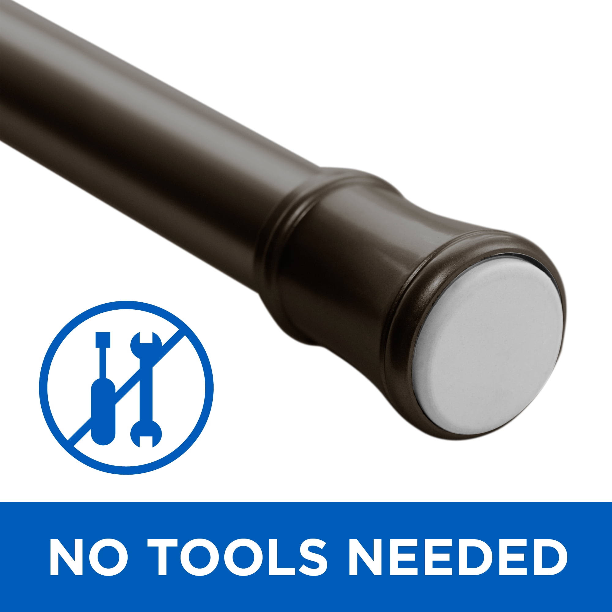 cf25048ffac81ab002376dfc4539ada94b0c189f1d9deba4d4b0d294e0f242ad.jpg Mainstays 48 - 84 Oil Rubbed Bronze Adjustable Tension Curtain Rod - Each - Image 1
