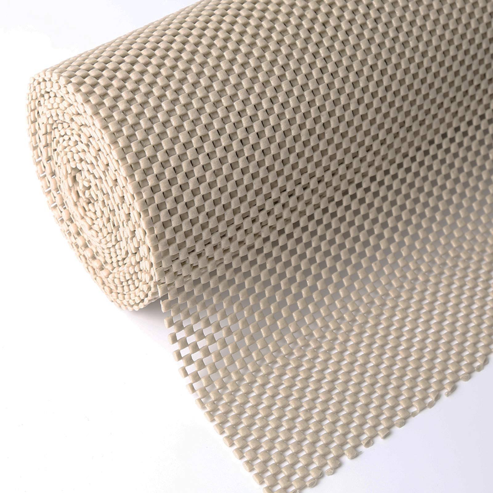 cf2da16e732bd90e18391d2eacfc3cf79bd043c366bec9ebf424d96f09d8a05d.jpg Iwtmm Shelf Drawer Liner Non-Adhesive Non Slip Durable Strong Long Size 12 in x 20ft for Drawers, Shelves, Cabinets, Storage, Kitchen and Desks, Beig - Image 1