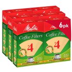 Melitta #4 Cone Coffee Filters, Natural Brown, 100 Count (Pack of 6)