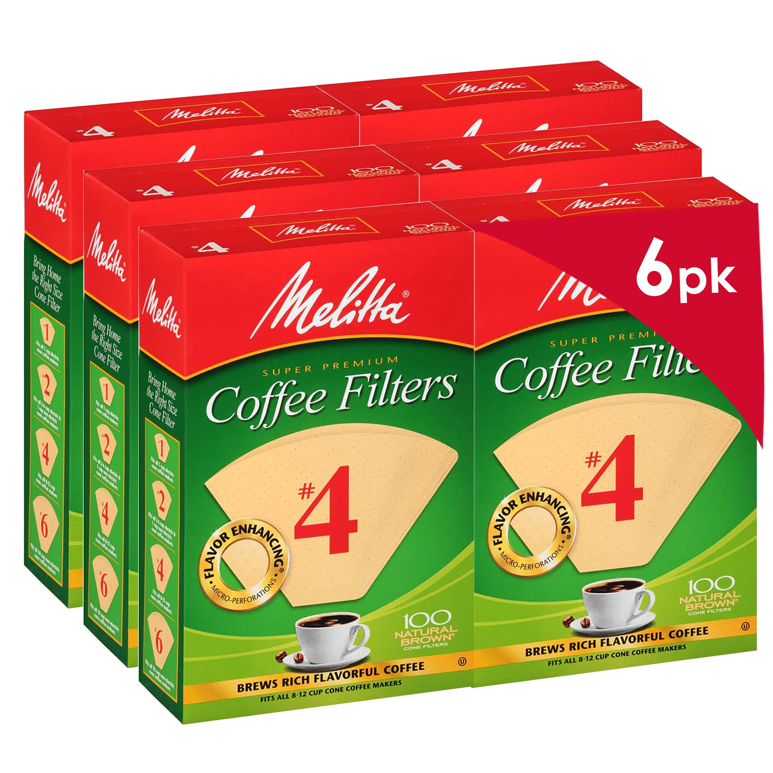 cf36165fa383f66d282abb3fd25bd5ee7459ec94b930fdda5aaa964300128d7f.jpg Melitta #4 Cone Coffee Filters, Natural Brown, 100 Count (Pack of 6) - Image 1