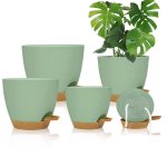 Self Watering Planters with Drainage Holes Reservoir,Nursery Planting Pot for Indoor Decor Garden Plants Succulents,Snake Plant, African Violet