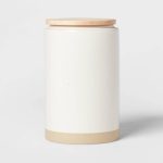 Threshold Camwood Collection Large Stoneware Canister with Wood Lid - Green - 1 Each
