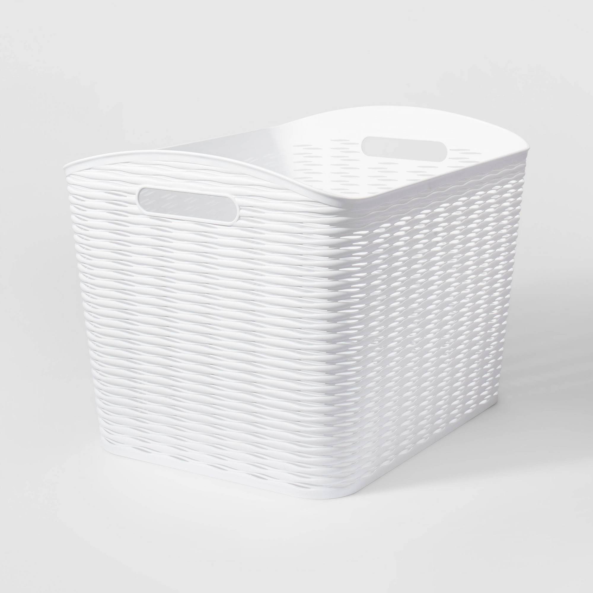 cf5e653b5397ae49e9f06a53b08dd89204b4390f53434113a4dc285e240bf20e.jpg Brightroom 26L Curved Wave Design Storage Bin White - Room Essentials - Image 1