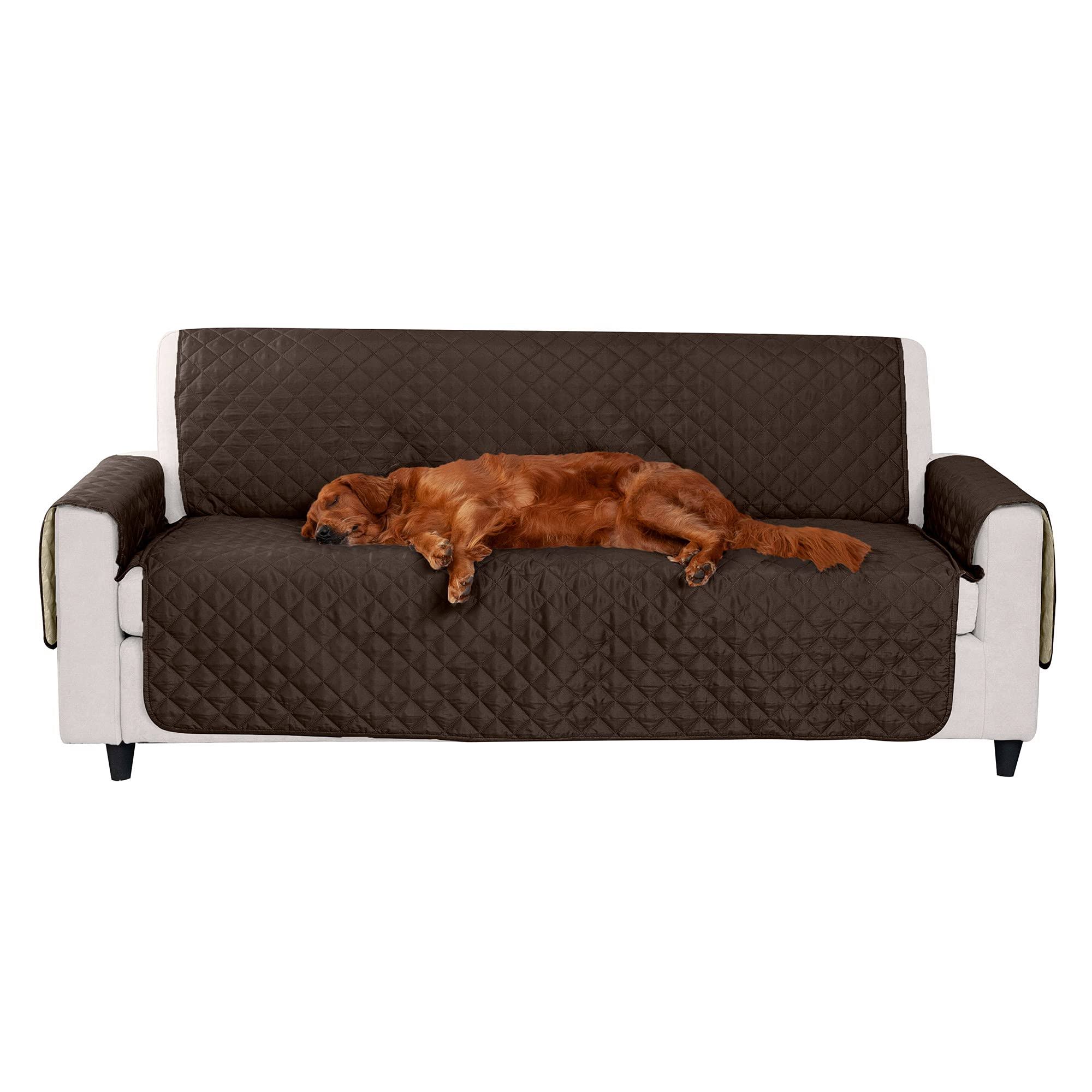 cfc13eeb929af72636ba5d905035b6396f3a388c755bc9ce81687db3b3142765.jpg FurHaven Reversible Sofa Furniture Protector, Espresso/Clay - Image 1