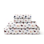 Brielle Home 100% Cotton Flannel Sheet Set Queen / Dogs White