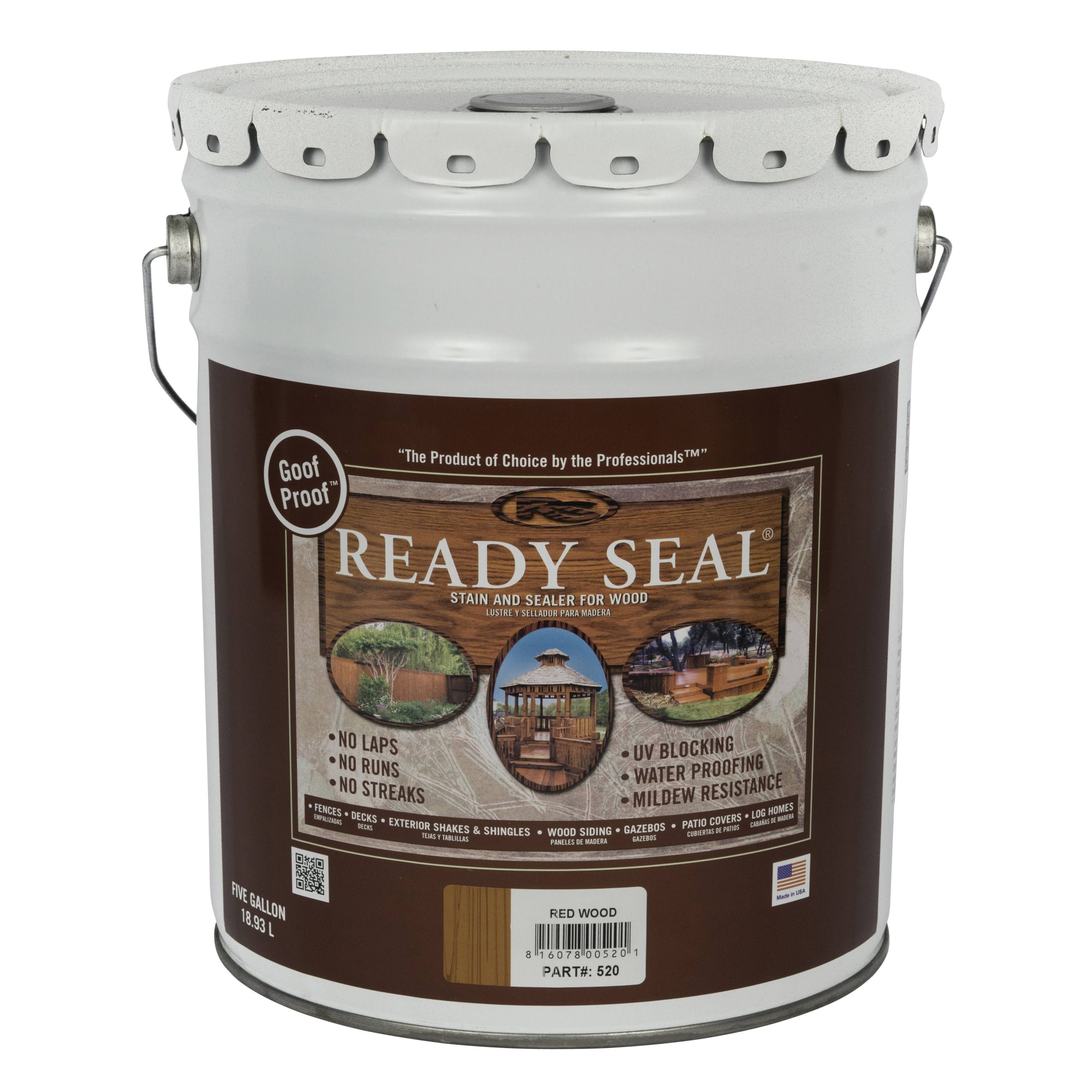 cfe1eaa6d244cba21c6926dc6dfef784becb64002615d51d271526219002fcf0.jpg Ready Seal 5 gal. Redwood Exterior Wood Stain and Sealer - Image 1