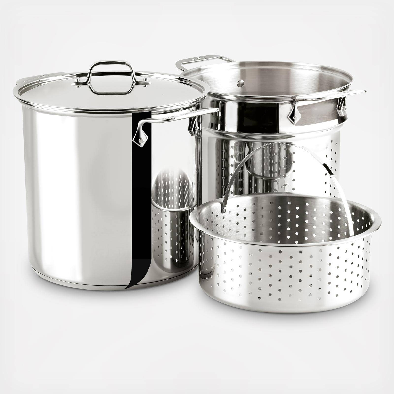 d024e51e5fb1c9362498a0bb27ca1da41c5bdd3ed21e15cb354b5495968919a8.jpg All-Clad Multi Cooker with Perforated Insert and Steamer Basket, 8 qt - Image 1