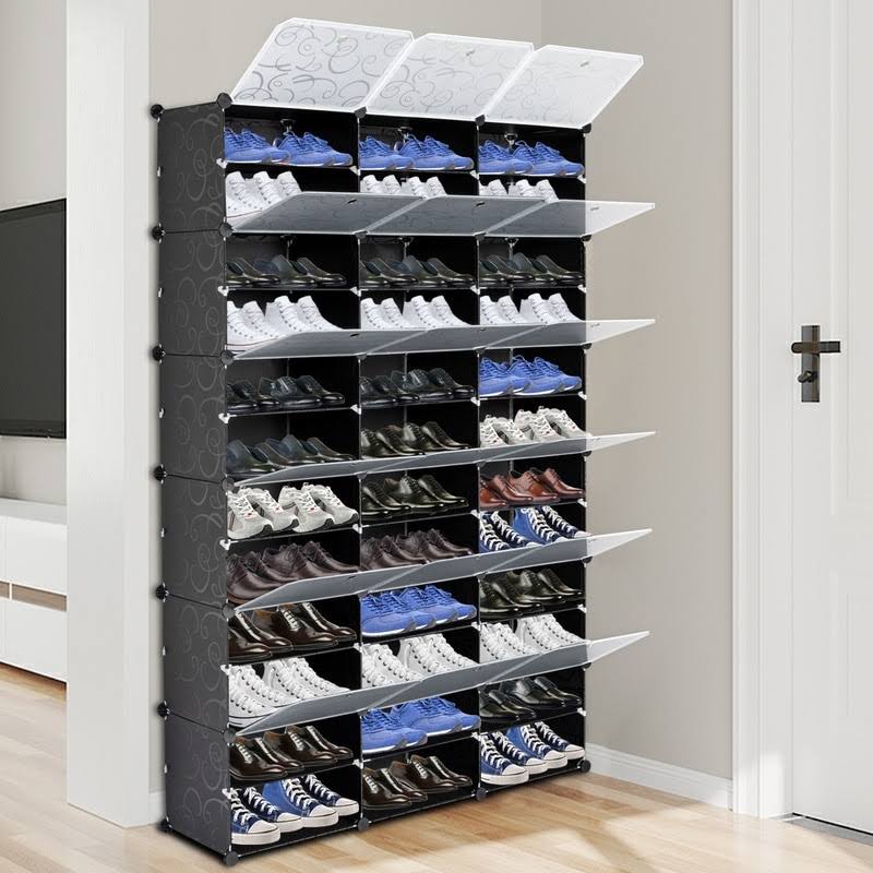d096363c9f27d8be07ff0fdc70daf0da4c1ab436e043e83402ad753ffedc6944.jpg Portable Shoe Rack Organizer 66-72 Pair Tower Shelf Storage Cabinet - 72 Pairs Black - Image 1