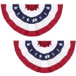 3 x 6 ft American Pleated Fan Flag, USA Patriotic Half Fan Bunting Flag, 4th of July Decorations Flags (Set of 2)
