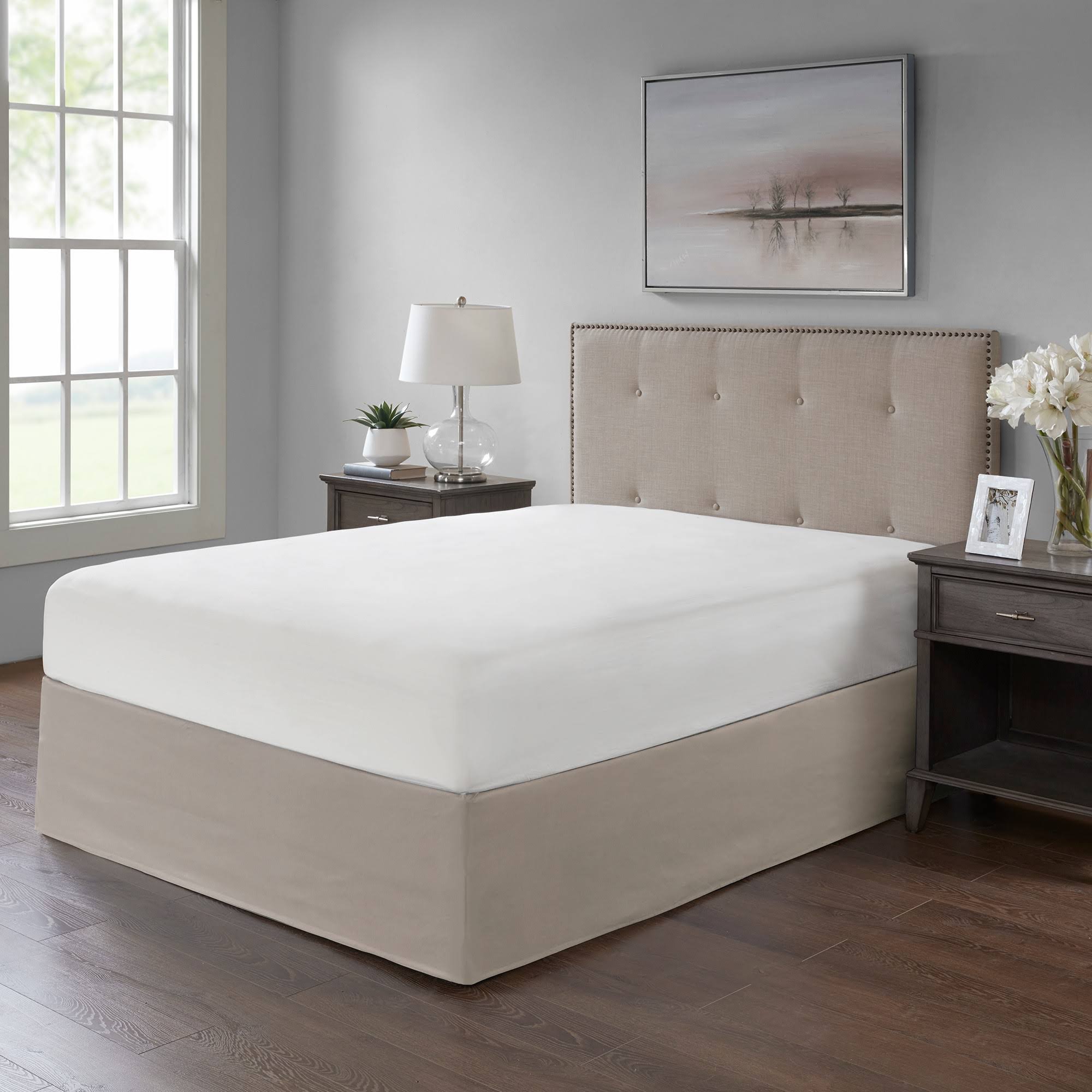 d0a9a85111db733b40f71ec3c61914c5e7aeaf8da3d37c574191293375a391c6.jpg Madison Park Simple Fit Wrap-Around Adjustable Bed Skirt, Khaki, One Size - Image 1