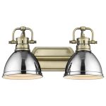 Golden Lighting Duncan 2 Light Bath Vanity Chrome Shades - Aged Brass | 3602-BA2 AB-CH