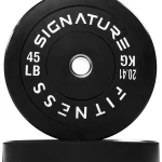 Signature Fitness 2 Olympic Bumper Plate Weight Plates with Steel Hub