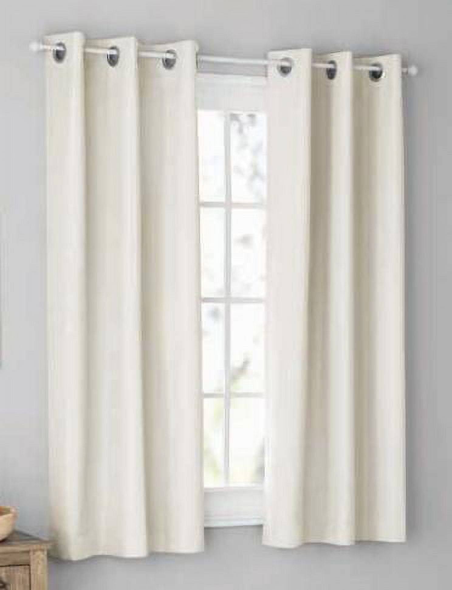 d0fd22f86cd648905c3c6258775459c002b1c2402f4de195f9426fc4d584647c.jpg Mainstays Blackout Grommeted Curtain Panel Pair, Set of 2, White, 37 inch x 63 inch, Size: 37 x 63 - Image 1