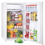 Upstreman 3.2 Cu.ft Mini Fridge with Freezer, Single Door Mini Fridge, Adjustable Thermostat, Mini Refrigerator for Dorm, Office, Bedroom, White-br32
