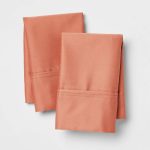 Standard 400 Thread Count Solid Performance Pillowcase Set Rust - Threshold