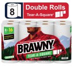 Brawny Tear-A-Square Paper Towels, Double Rolls - 8 rolls