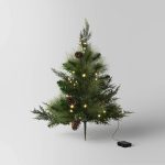 30" Pre-Lit LED Battery Operated Mixed Pine Christmas Artificial Pot Filler Warm White Lights - Wondershop