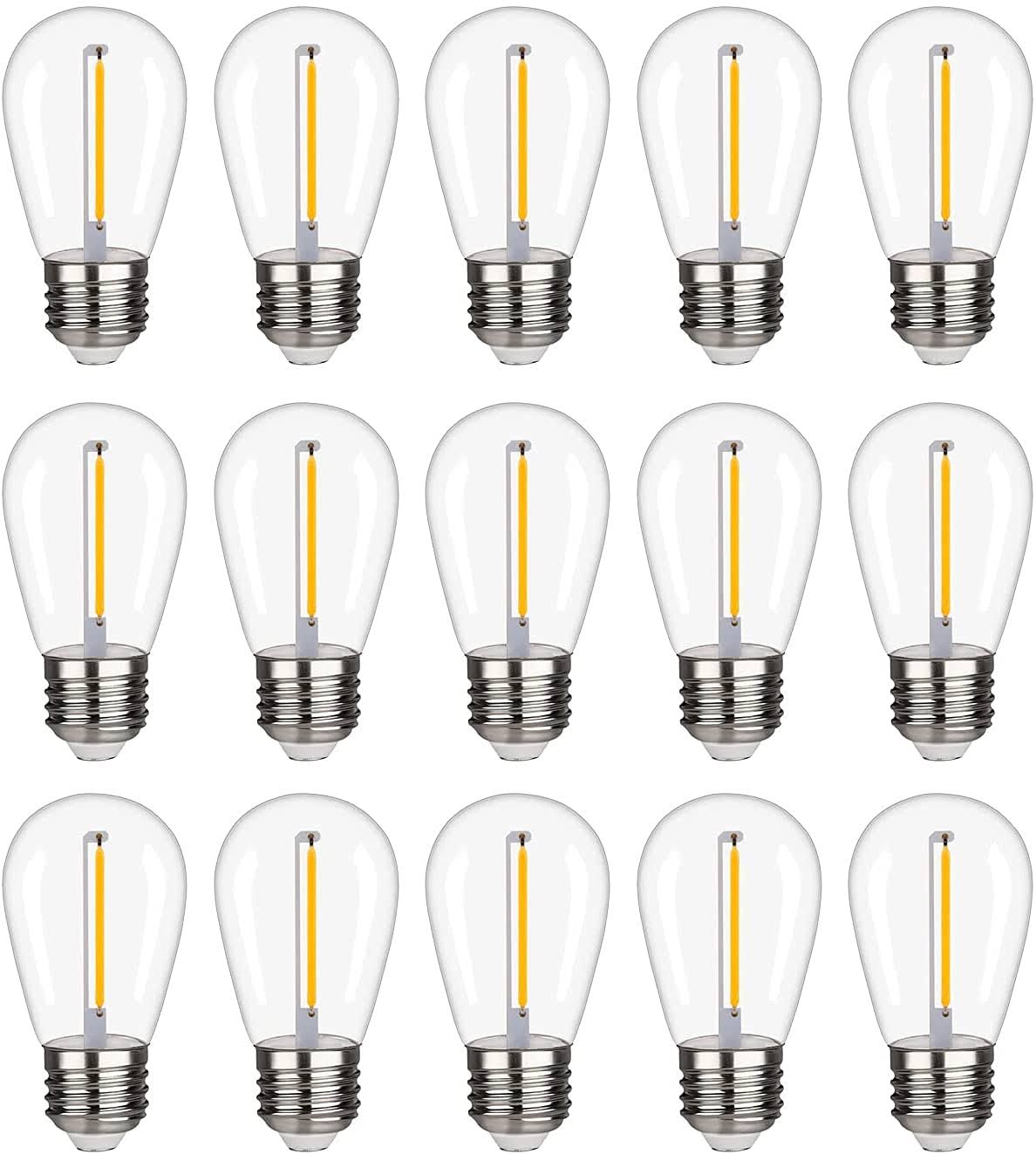 d169004121ba923252128f6b1d95e84eda649bbebc992a0089d6bbae096614d9.jpg KGC Plastic S14 Replacement LED Edison Bulbs -1W Equivalent to 10W 2200K, No Glass Shatterproof & Waterproof LED Bulbs for Outdoor String Light, E26 - Image 1
