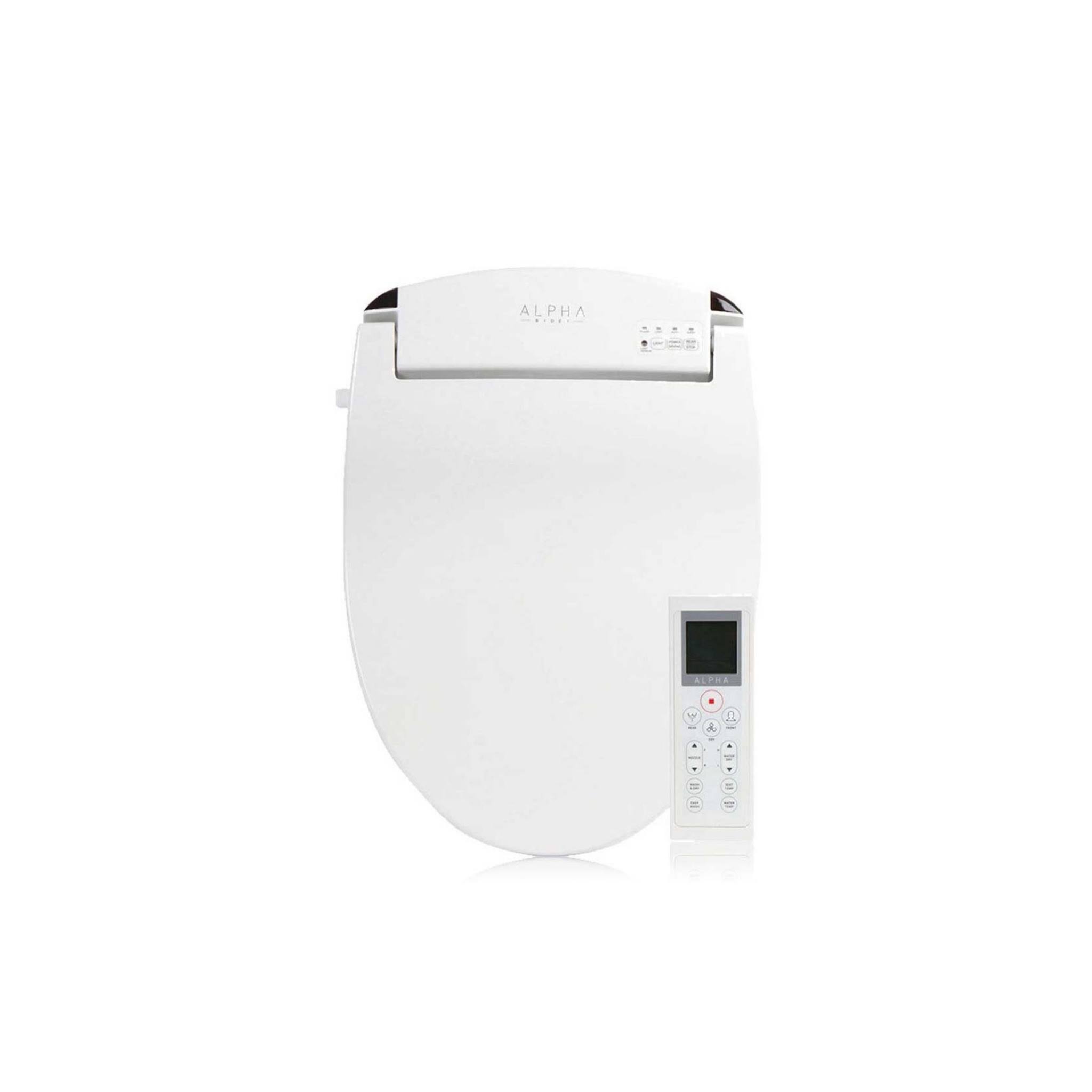 d170ba873e39ab681570244aaf4ab957865bd6229cba478a588d253280726101.jpg Alpha JX Elongated Bidet Toilet Seat White Endless Warm Water - Image 1