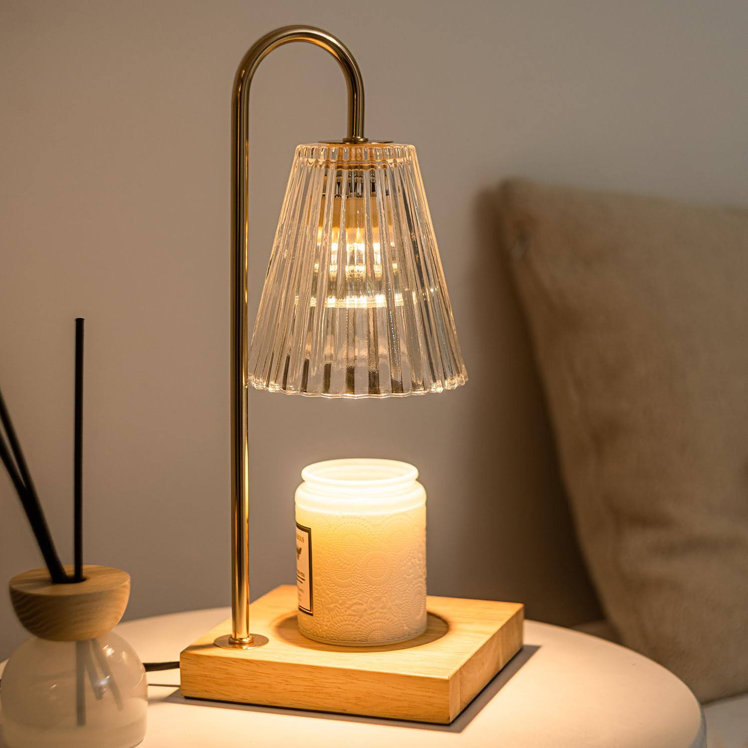 d171bfac7a5cfe2babb2d00ff0fe82d8366b0b33678e8ff809681dfea99cd727.jpg Marycele Candle Warmer Lamp, Electric Candle Lamp Warmer, Gifts for Mom, Bedroom Home Decor Dimmable Wax Melt Warmer for Scented Wax with 2 Bulbs, Jar - Image 1