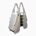 Vinyl Works AF Adjustable 24 inch Gated Entry Above Ground Pool Ladder Taupe
