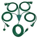 Stright 1 to 4 Splitter Extension Cord (Combined 46 ft, End to End 28 ft), 3 Prong Plug with 4 Extended Outlets, with Weatherproof Covers for Indoor