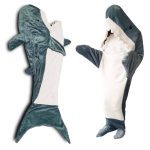 SunBritly Shark Blanket Super Soft Cozy Flannel Hoodie Shark Sleeping Bag Shark Tail Wearable Fleece Throw Blanket Adult Kids Cosplay Shark Costume